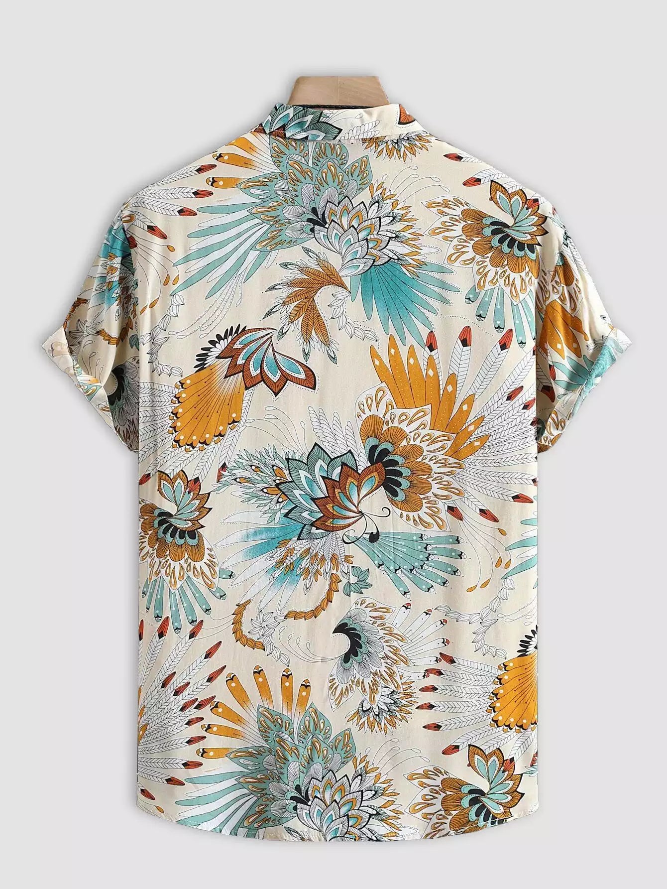 Peacock Feather Design Beach and casual Multicolor Printed Shirt Cotton Material Half Sleeves Mens blackdock