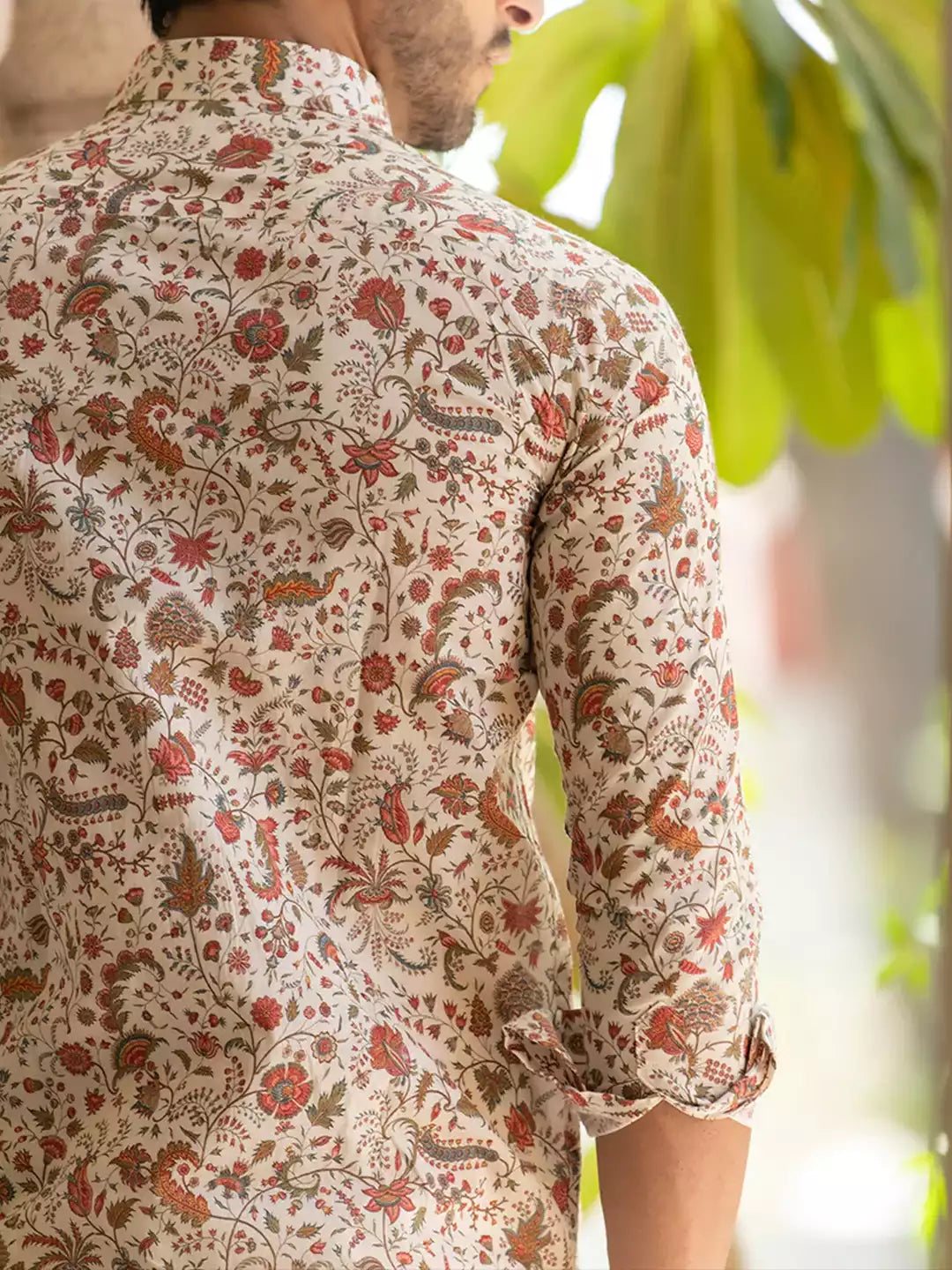 Tender Pattern printed Mhendi Color Men's Cotton Casual Shirt Half Sleeve available on RoscoeShirts