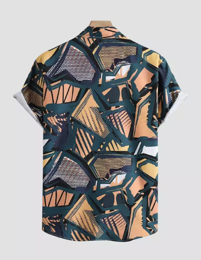 Military Pattern Printed Blue Color Beach Mens Cotton Shirt Half Sleeves Available only in RoscoeShirts