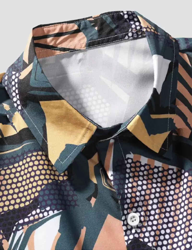 Military Pattern Printed Blue Color Beach Mens Cotton Shirt Half Sleeves Available only in RoscoeShirts