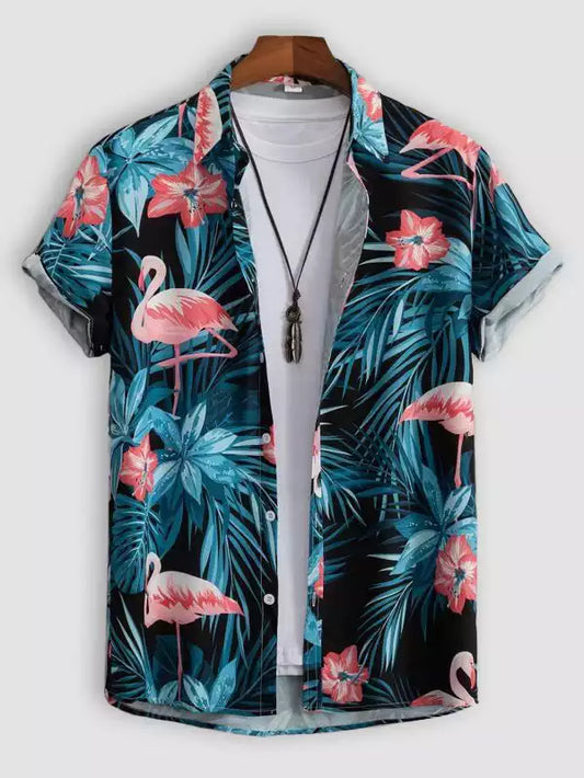Black and Blue Batak Design Beach and casual Multicolor Printed Shirt Cotton Material Half Sleeves Mens blackdock