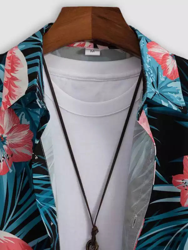 Black and Blue Batak Design Beach and casual Multicolor Printed Shirt Cotton Material Half Sleeves Mens blackdock