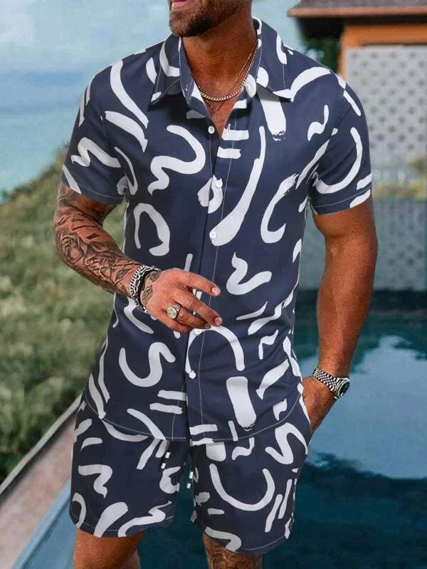 Navy Blue SOS Design Co-ords Set