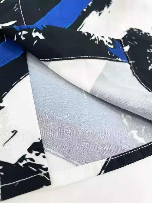 Black and White Cross Paint Design Beach and casual Multicolor Printed Shirt Cotton Material Half Sleeves Mens blackdock