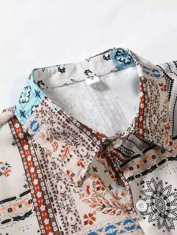 Mandala Pattern Beach and casual Multicolor Printed Shirt Cotton Material Half Sleeves Mens blackdock