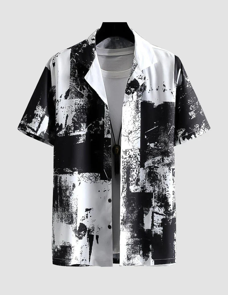Black and White Beach and casual Multicolor Printed Shirt Cotton Material Half Sleeves Mens RoscoeShirts