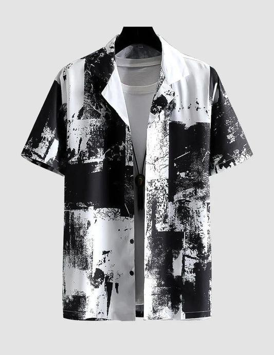 Black and White Beach and casual Multicolor Printed Shirt Cotton Material Half Sleeves Mens RoscoeShirts