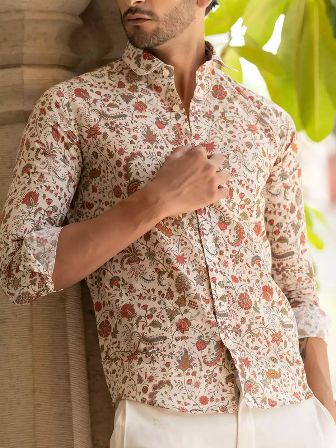 Tender Pattern printed Mhendi Color Men's Cotton Casual Shirt Half Sleeve available on RoscoeShirts