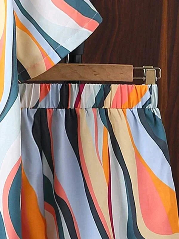 Rainbow Lines Printed Co-ords Set