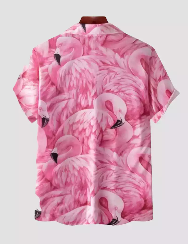 Mens Floral print Casual  Pink Shirts Beach Wear RoscoeShirts
