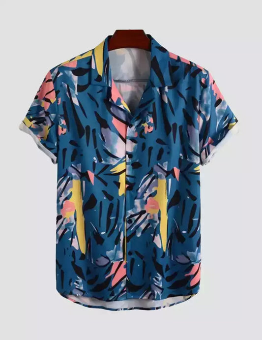 Softening Beach and casual Multicolor print Shirt Cotton Material Half Sleeves Mens RoscoeShirts