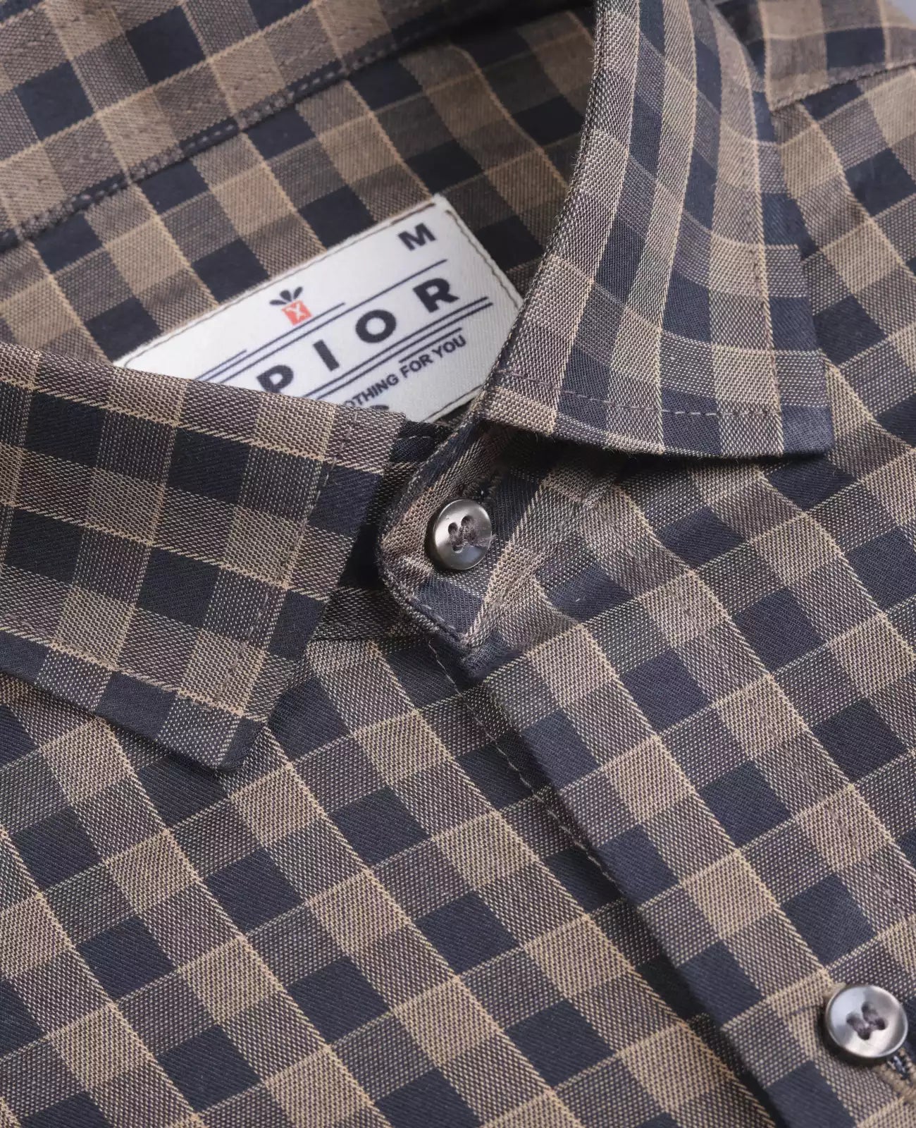 Men's Full Sleeves Mini Checks Shirt Premium Collection Cotton Fabric Peach